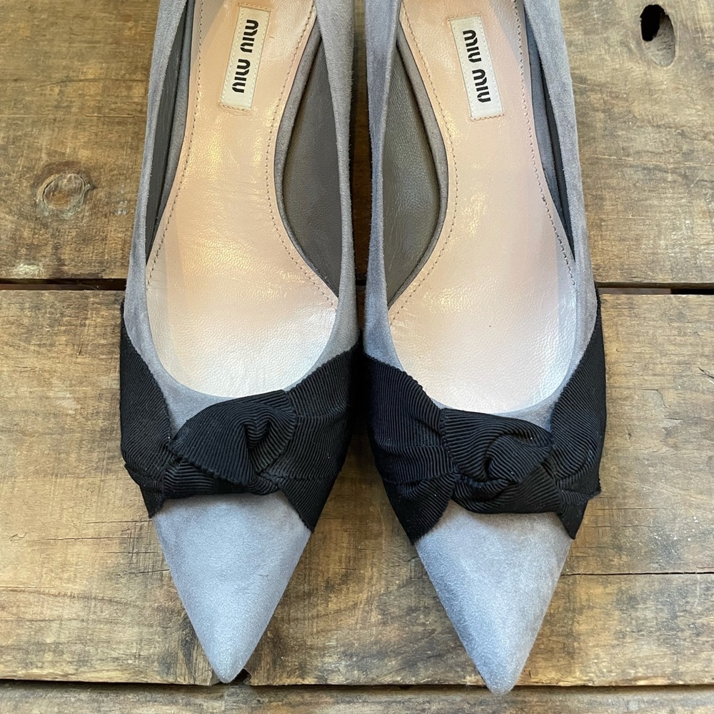 MIU MIU grey suede kitten heels! Brand new